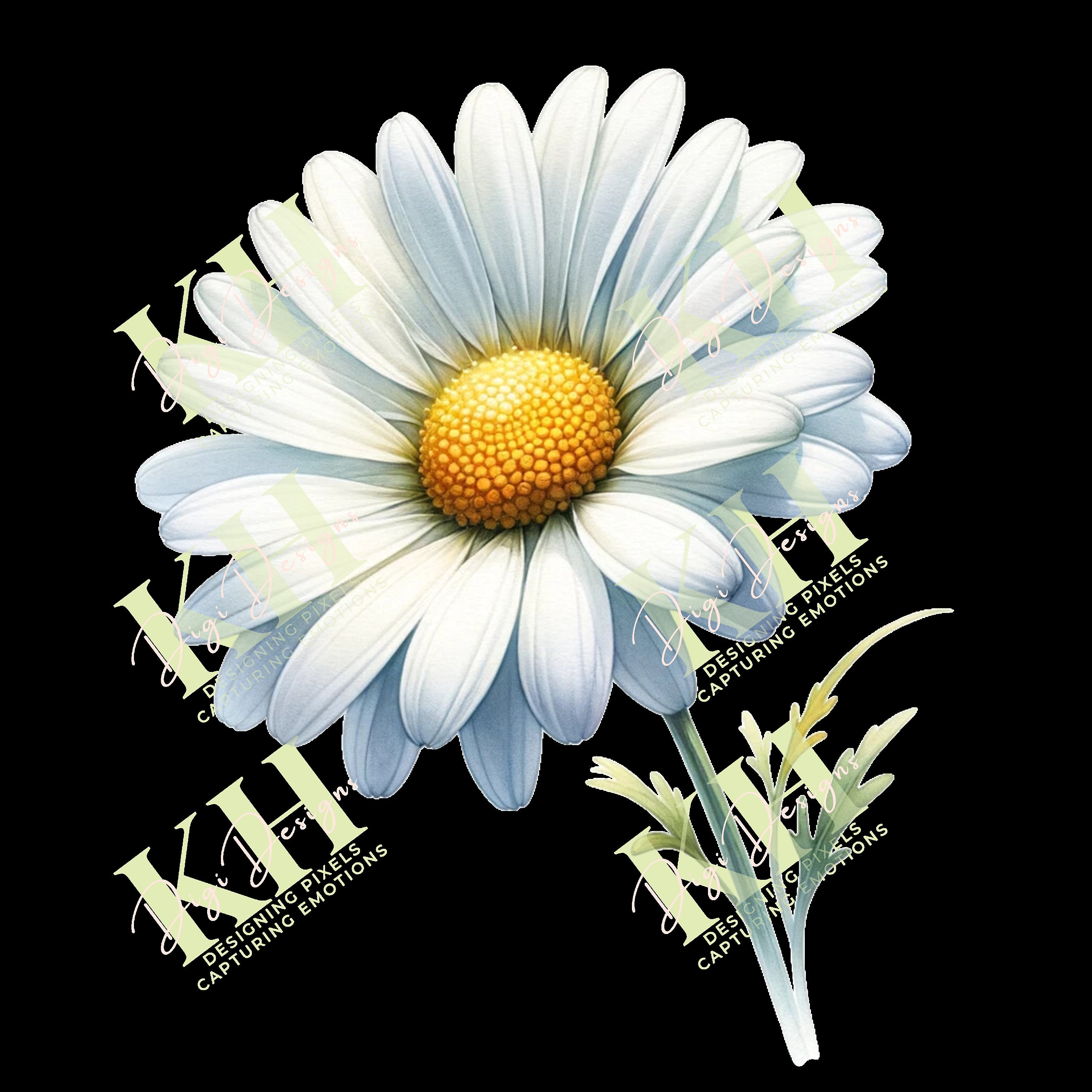 Daisy April Birth Flower Clipart Bundle, Five Digital PNG Images in