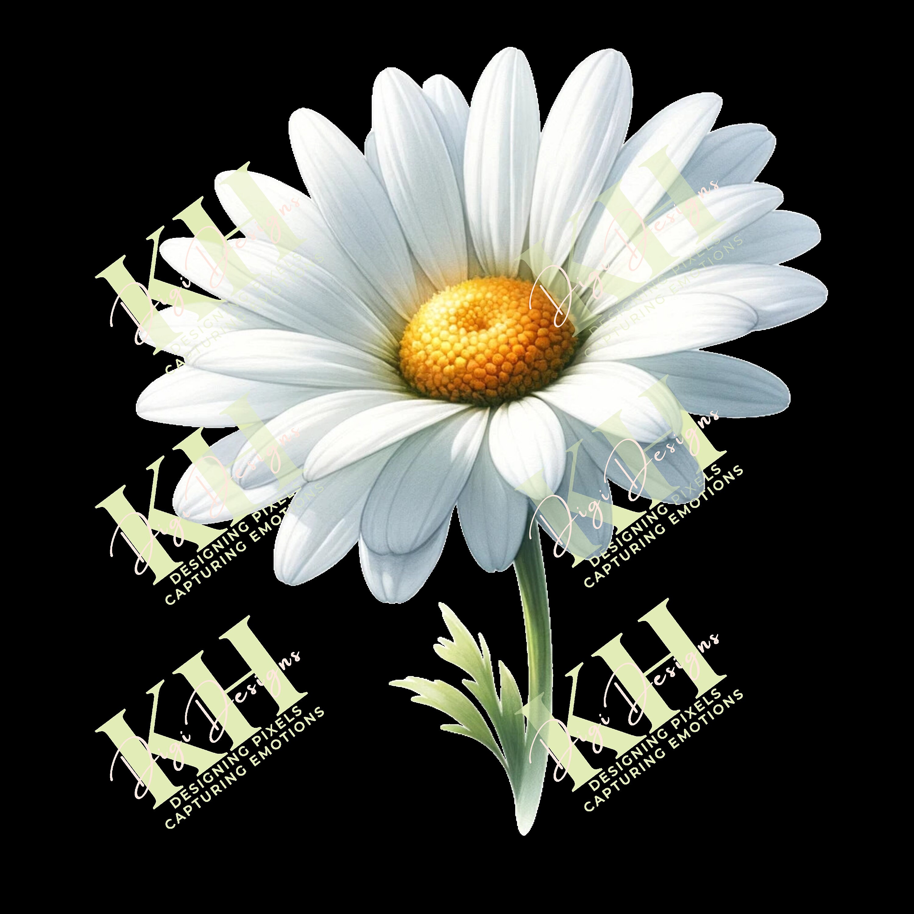 Daisy April Birth Flower Clipart Bundle, Five Digital PNG Images in