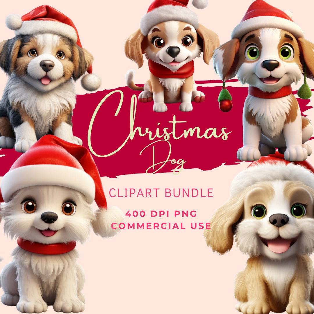Christmas Puppy Dog Clipart Bundle: High-quality, Transparent, Instant ...