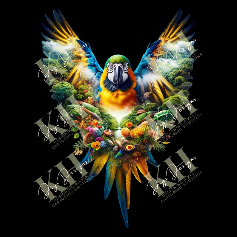Curated visual reference: Visual Reference: Colorful Macaw Parrot Clipart Bundle Of Five Digital Png Images