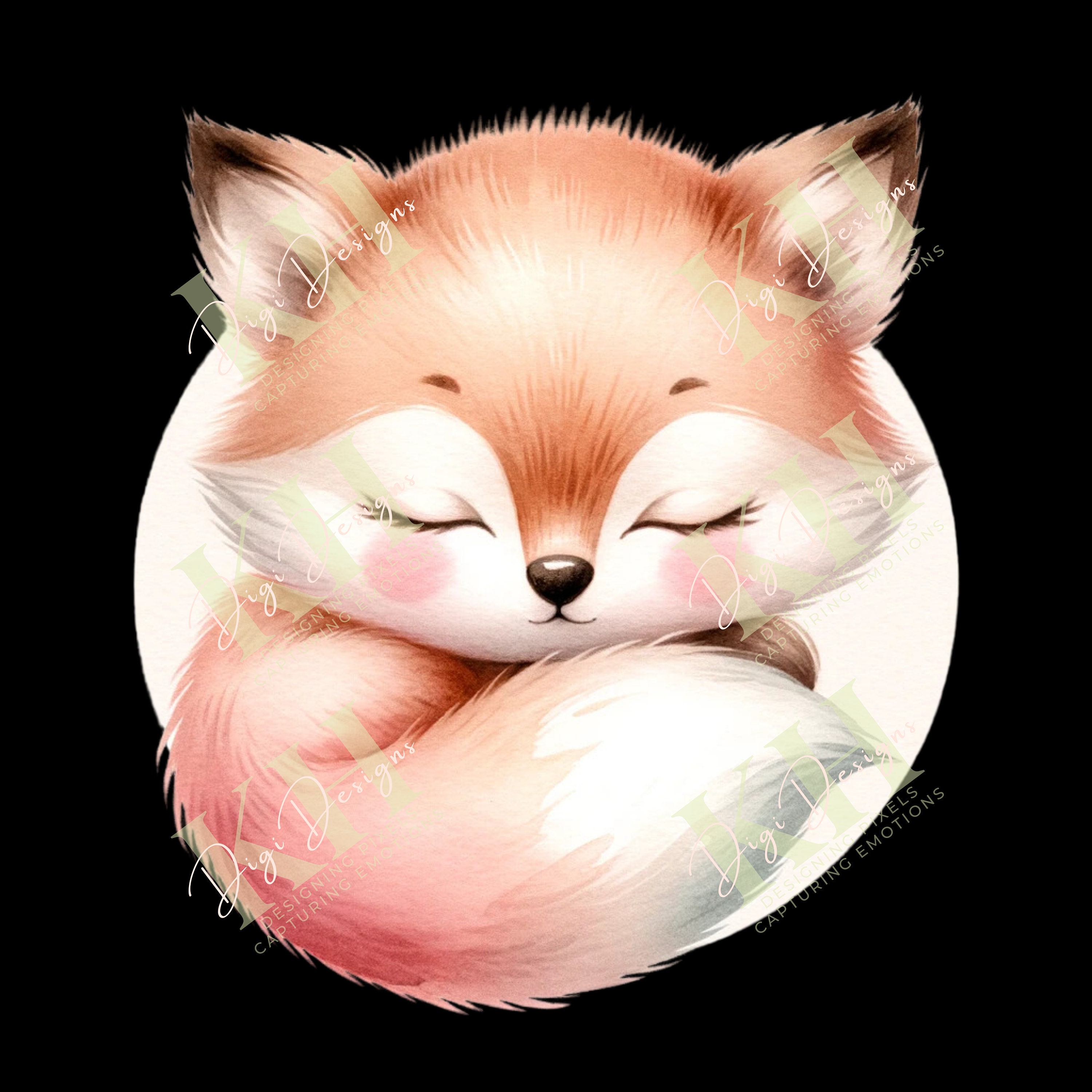 Cute Baby Fox Clipart Bundle, Five High-resolution Pngs, Transparent