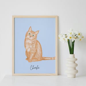 Custom Pet Portrait - Hand-drawn Digital Pet Illustration - Stylized Cat or Dog Portrait from Photo - Printable Pet Art