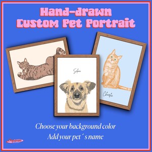 Tierportrait - Handgezeichnete digitale Haustier Illustration - Stilisiertes Katzen- oder Hundeportrait vom Foto - Druckbare Kunst