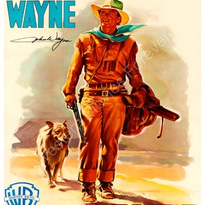 John Wayne Cowboy Western Movie Poster Hondo Rare Autograph Signed Digital Downloads Wall Art American
