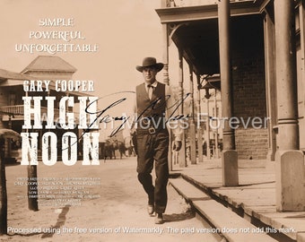 Western Film High Noon Gary Cooper Poster Wandkunst Vintage signiert digitaler Download