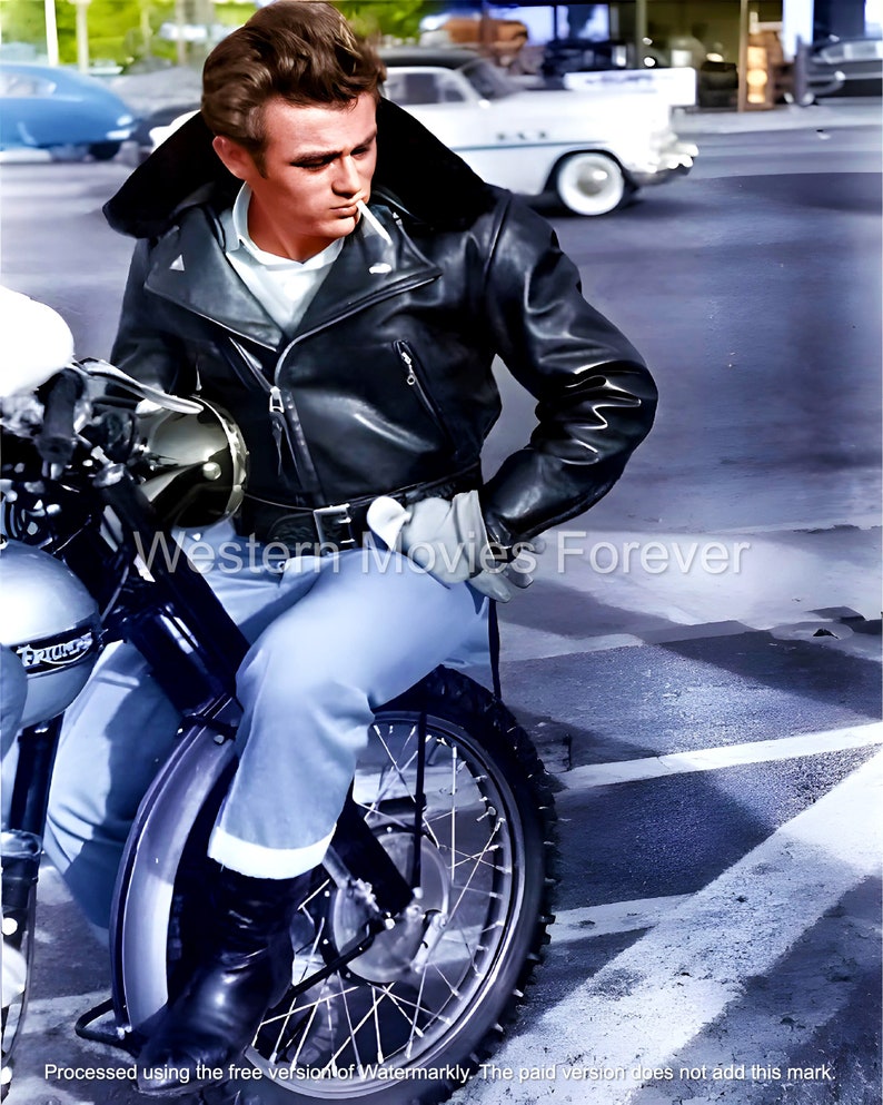 James Dean Motorbike Smoking Cool Iconic Rebel Hollywood Movie Poster ...