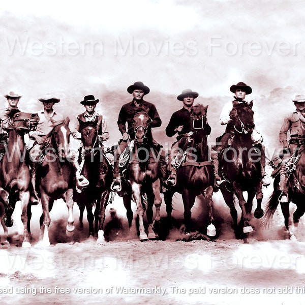 Cowboys On Horseback Atemberaubende Magnificent Seven Western Film Wandkunst Digitale Downloads Signiert