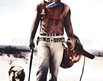 Affiche de John Wayne, affiche de cow-boy 1961, photo vintage, impress