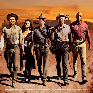 The Professionals Western Movie Cowboys Burt Lancaster 1960&#39;s Digital Art Desert Sunset Movie