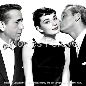 Audrey Hepburn, Sabrina Movie poster with Humphrey Bogart & William Holden digital download.