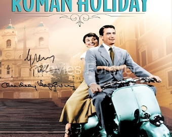 Grafika „Rzymskie wakacje” | Audrey Hepburn, Gregory Peck, z autografem (pobranie cyfrowe)