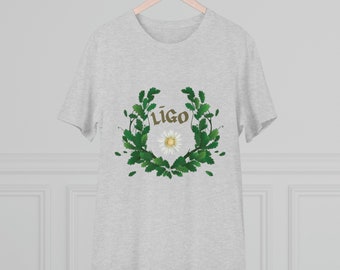 T-shirt lettone personalizzata Ligo - Design foglia gotica - Cotone biologico