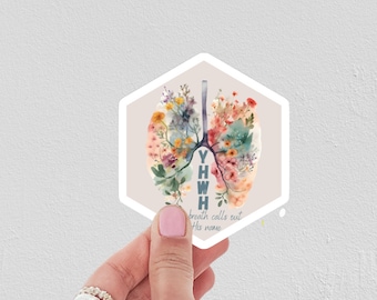 YHWH Sticker | Every breath calls His name | Floral Lungs | Jewish | Messianic | Christian | Gifts for Her |
