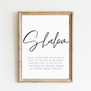 Shalom Printable Wall Art, &quot;My Peace I leave with you&quot;, Jewish Home Décor, Messianic Poster, Hebrew Art, שלום , Digital Download