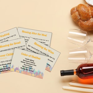Printable Shabbat Prayer Cards, Friday Night Jewish Prayer, Jerusalem,shabbat Dinner Prayers ...