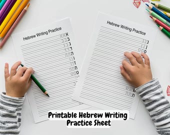 Hebrew Alphabet Writing Practice Sheet I Printable Hebrew Practice I Hebrew Learning I PDF I Learn Hebrew I Bible Learning I Aleph-Bet I A4