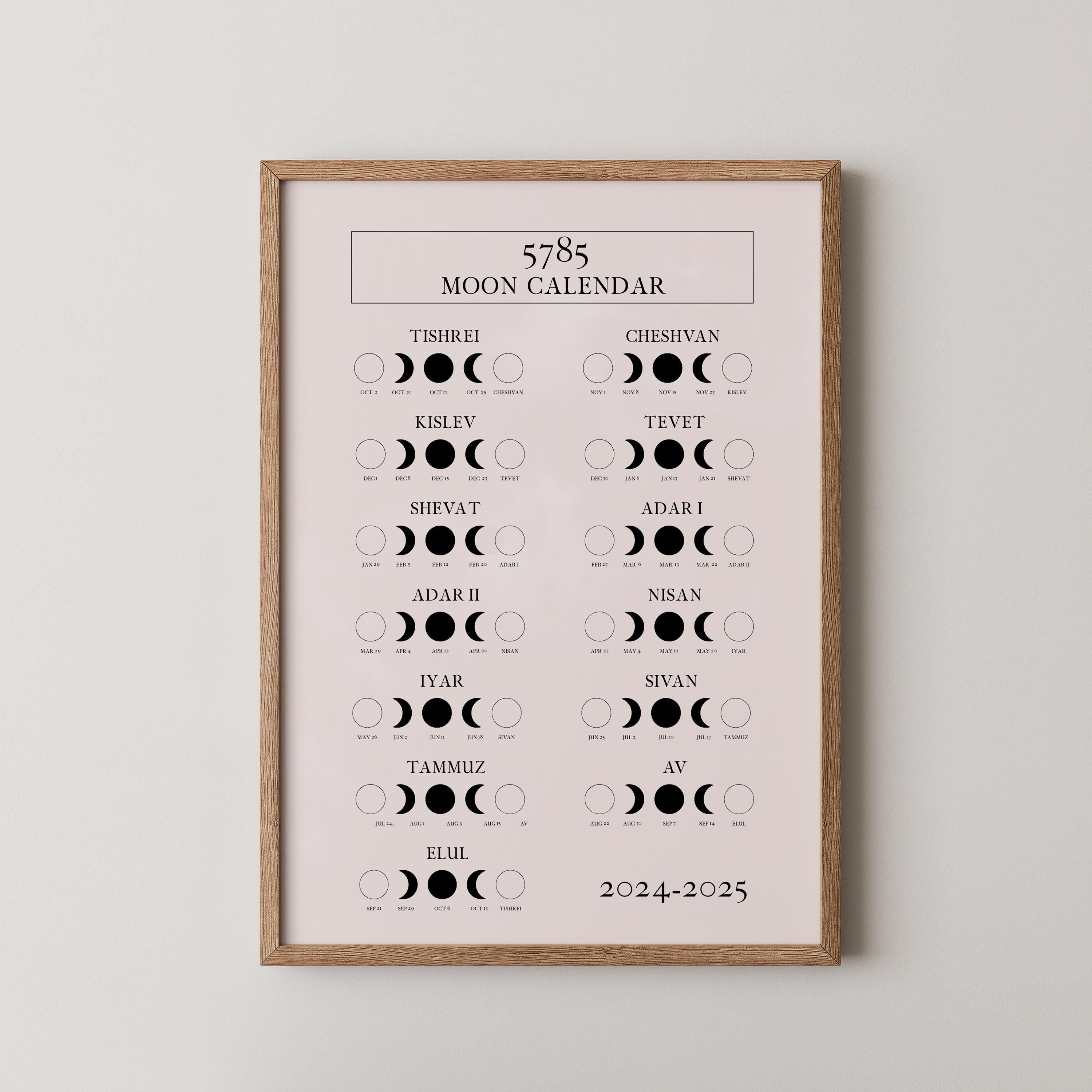 5785 Moon Calendar | Hebrew Lunar Calendar 2024–2025 | A4