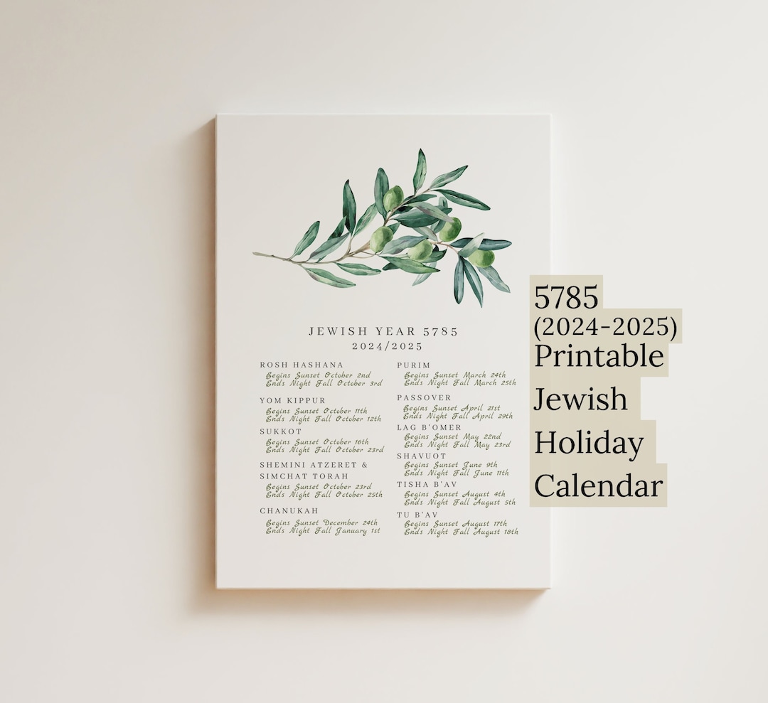 printable-jewish-holiday-calendar-year-5785-hebrew-calendar-2024-2025-judaica-digital-download-modern-jewish-home-decor-olive-branch-etsy
