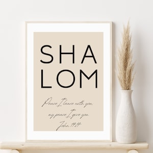 Shalom Printable Wall Art, &quot;My Peace I leave with you&quot;, Jewish Home Décor, Messianic Poster, Hebrew Art, שלום , Digital Download