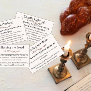 Printable Shabbat Prayer Cards Friday Night Jewish Prayer Blessing