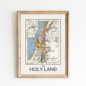 Bijbelse kaart van Israël, afdrukbare kaart van het Heilige Land, oud Israël, digitale download, judaica, christelijk, messiaans