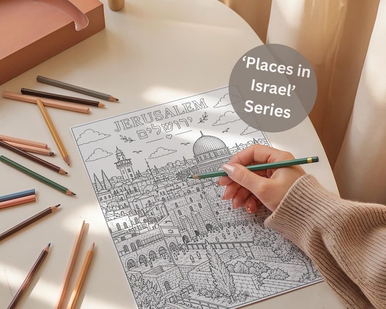 Jerusalem, Israel Coloring Page | Printable | Places in Israel Coloring ...