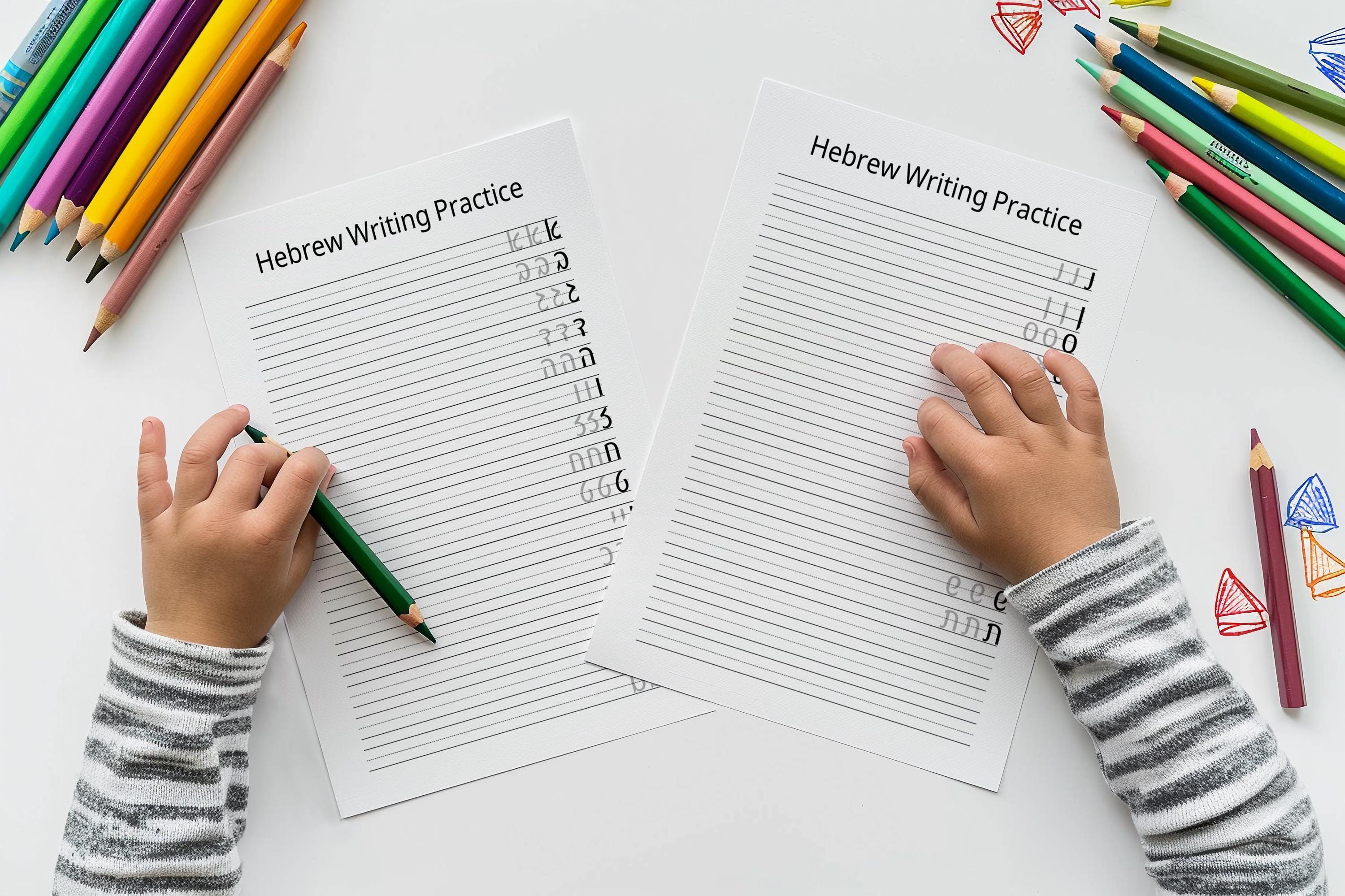 Hebrew Alphabet Writing Practice Sheet I Printable Hebrew Practice I ...