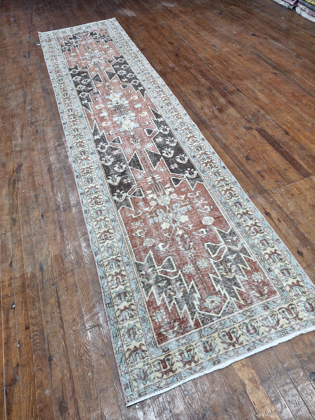 Vintage Runner Rug 3.1x13.0 Feet – Distressed Oriental Pattern - Etsy