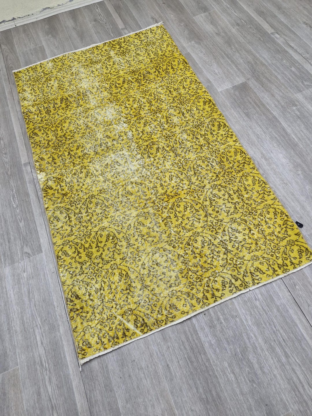 Yellow Rug Rattan 3.11 X 6.7 Feet Turkish Dyed Yellow Rug Handmade Wool Rug - Etsy