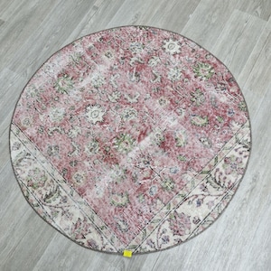 3.11 x 3.11 feet round rug turkish round rug handmade round rug