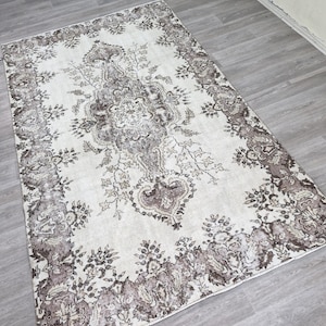 5.6 x 9.3 foot rug turkish faded area rug handmade rug