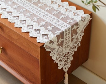 Lace Table Runner Rustic French Style Table Runners Farmhouse Style White Elegant Table Runner Custom Size Living Room