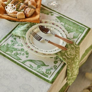 Tovaglioli Green Lily Tovagliette Set di 4 6 8 Tovaglioli di stoffa lavabili con stampa artistica per cucina Matrimonio Cocktail personalizzato Primavera Estate Personalizzato