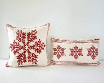 Chenille Snowflake Throw Pillow Cover, Custom Size Lumbar Cushion, Living Room Decor