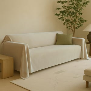 Minimalist Velvet Sofa Cover, Custom Slipcover for Sectional Couch, Handmade Sofa Slipcover, Couch Protector, Sofa Blanket, Gift for Her