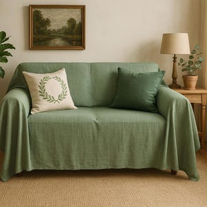 Linen Couch Cover – Washable Sofa Slipcover for Sectional, L-Shape, Custom Couch Cover, Handmade Furniture Protector, Cozy Cushion Slipcover