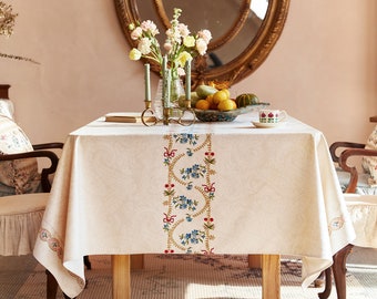 Cherry Tablecloth Waterproof Floral Table Cloth Square Rectangular Table Cover Table Decor Kinchen Coffee Fall Wnter Gift