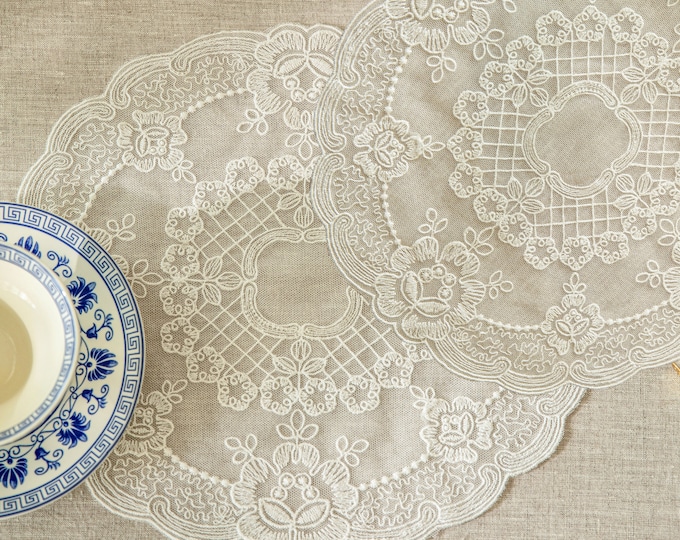 Oval Battenburg Lace Placemats set 4 Etsy