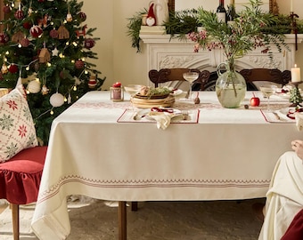 Waterproof Snowflake Tablecloth, Elegant Dining Table Cover, Custom Size