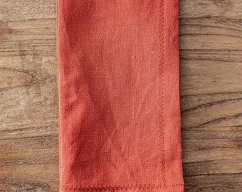 SET OF FOUR Bright-Orange Organic Linen Napkins, Cloth Napkins, Dinner Cocktail Wedding Natural Napkins Bulk, Custom Size