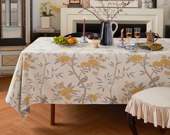 Oriental Elegance Fresh and Elegant Floral Branch Design for Customizable Tablecloth  Dining Table Decor Spring Renewal