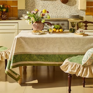 Mantel estampado floral verde, cubierta de mesa de lirios del valle, tamaño personalizado.