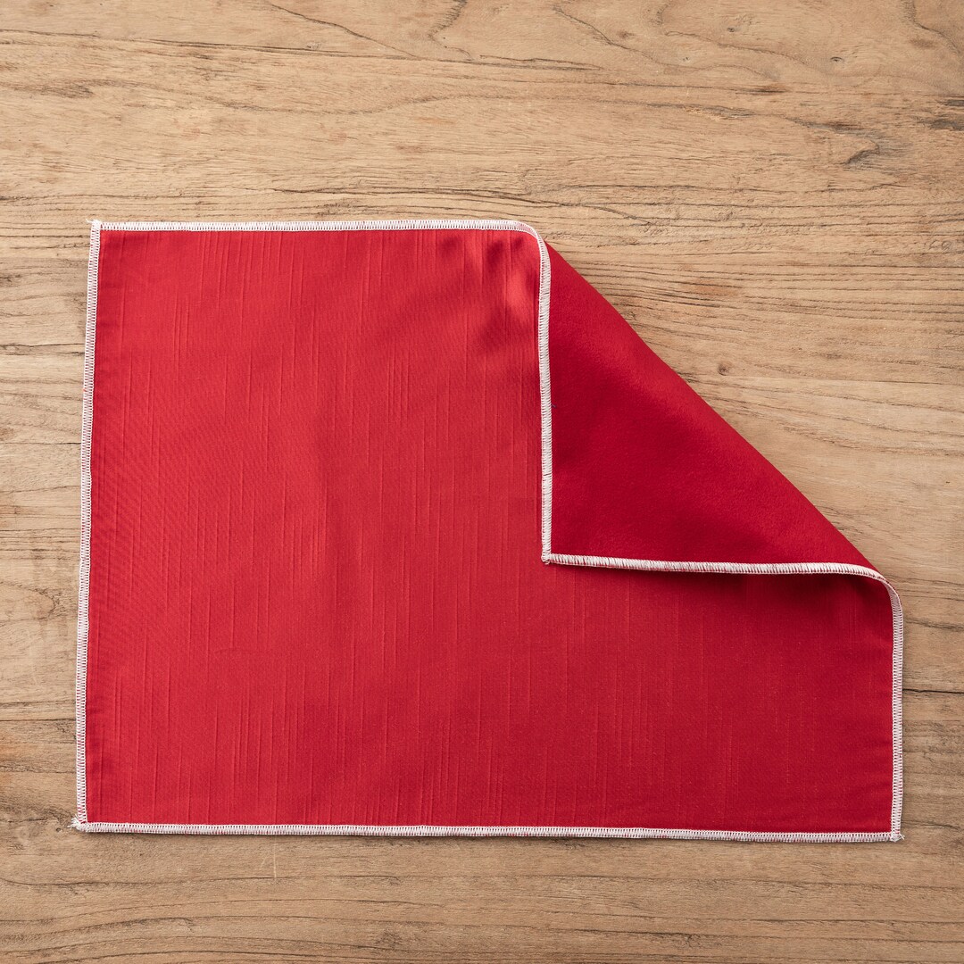 Red Christmas Placemats Table Setting Decor Nonslip Stain Etsy