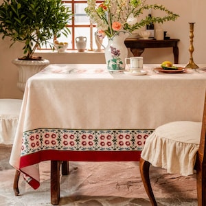 Waterdichte, afveegbare hoes, linnen eetkamerdecoratie met bloemen, aangepast formaat