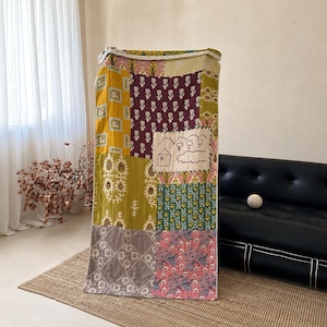 Manta de patchwork, tapiz floral para pared, toalla de baño extragrande, regalo de inauguración de casa