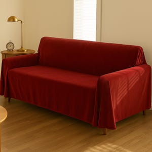 Solid Color Velvet Sofa Cover for Living Room, Soft Couch Slipcover, Custom Size Sofa Protector, Large Sofa Cover, Personalized Gift