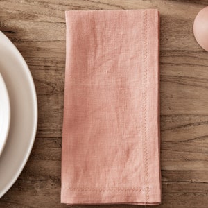 SET OF FOUR Earthy Pink Organic Linen Napkins,Cloth Napkins,Personalized Napkins,Wedding Cocktail Napkins,Custom Size