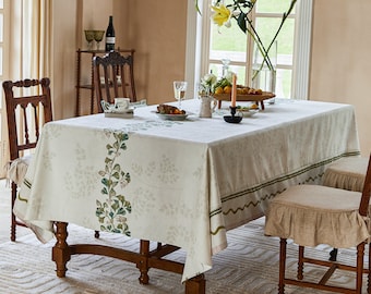 Ginkgo Leaf Tablecloth, Green Botanical Table Cover, Waterproof Fabric, Custom Size