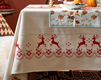 Mantel de terciopelo con diseño de ciervo rojo, tamaño personalizado, con impresión artística, para mesa de comedor
