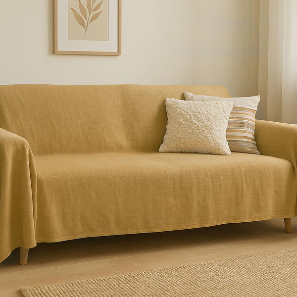 Minimalist Linen Couch Cover, Perfect Sofa Cover, Sectional Cover for a Warm, Relaxed Home, Handmade Housewarming Gift, Luxurious Texture